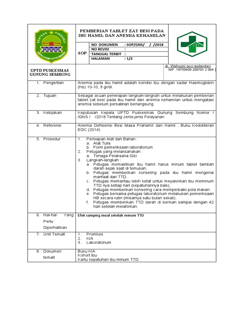 Pemberian tablet zat besi pada ibu hamil dan anemia kehamilan pdf