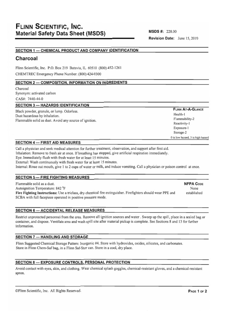 SDS Charcoal PDF Sodium Occupational Safety And Health