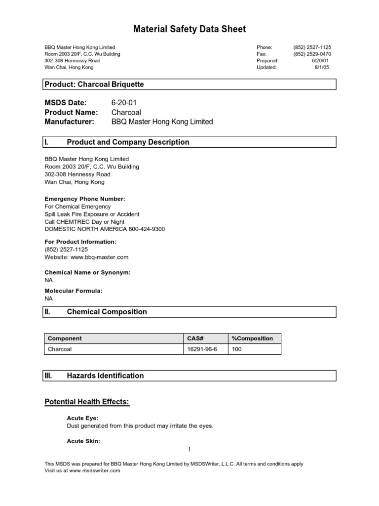 SDSCharcoal Briquette PDF