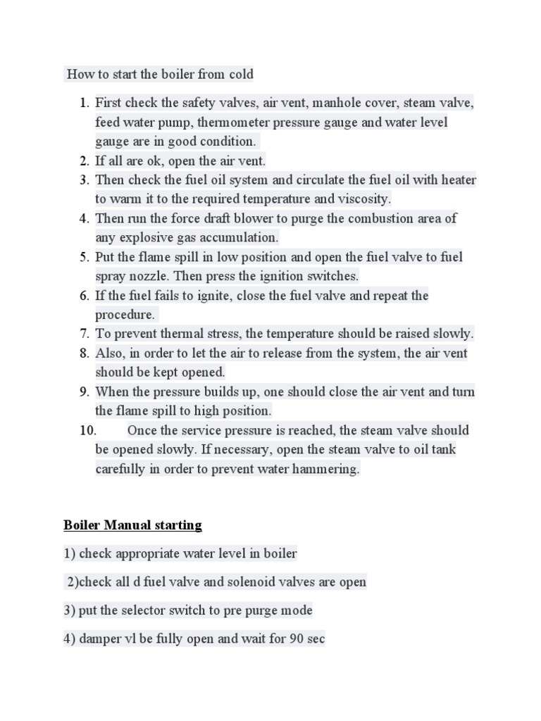 Boiler Cold Start PDF