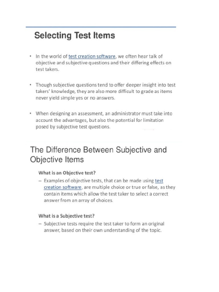 Advantages and Disadvantages of Different Types of Test Questions | PDF ...