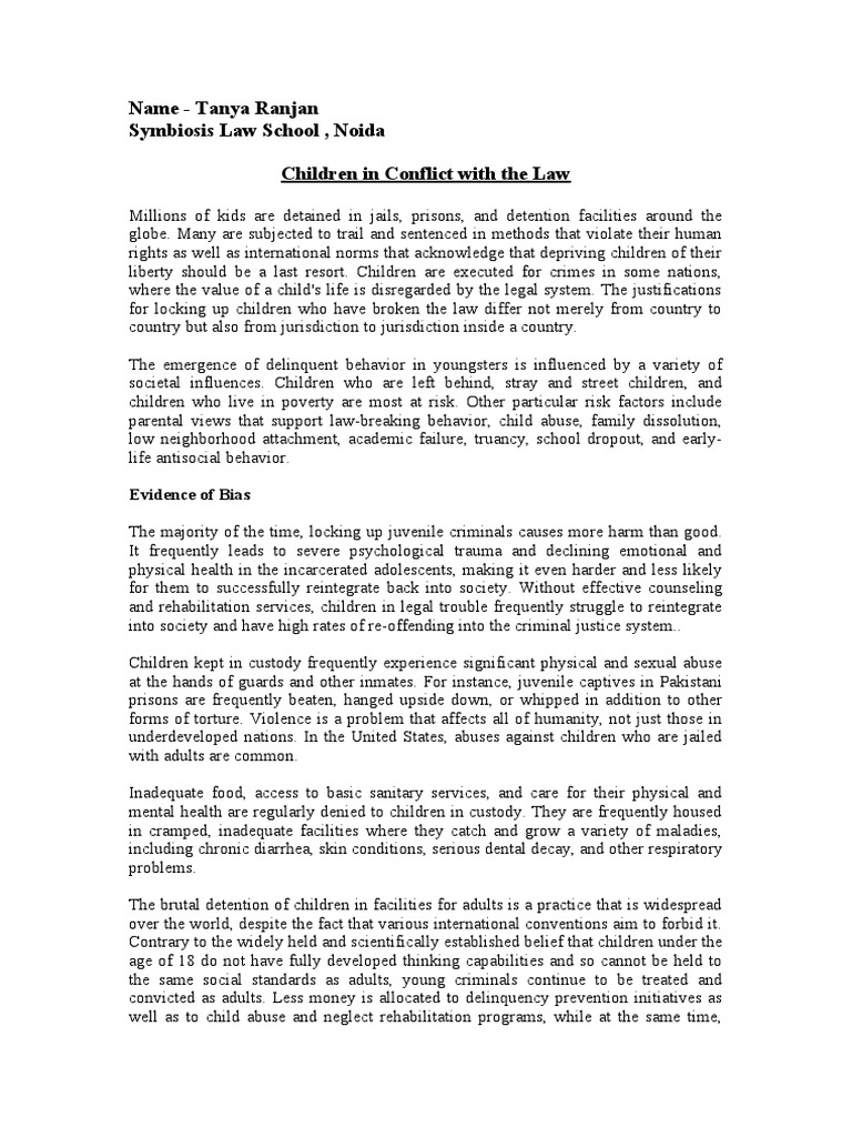 Children in Conflict With The Law | PDF | Juvenile Delinquency | Prison