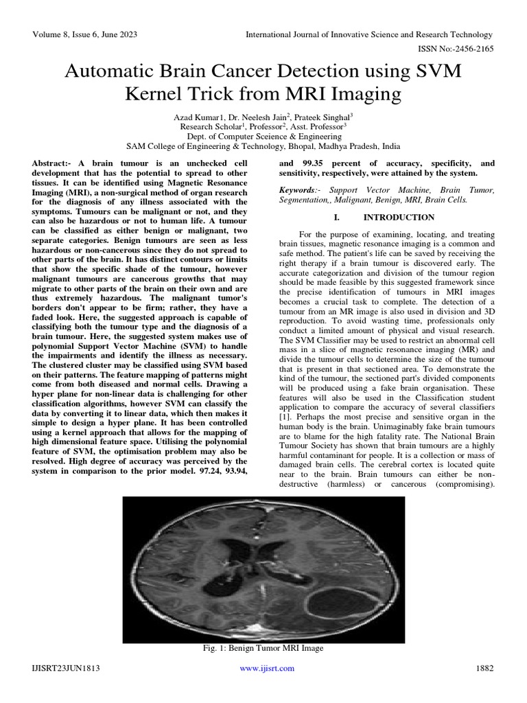Automatic Brain Cancer Detection Using SVM Kernel Trick From MRI ...
