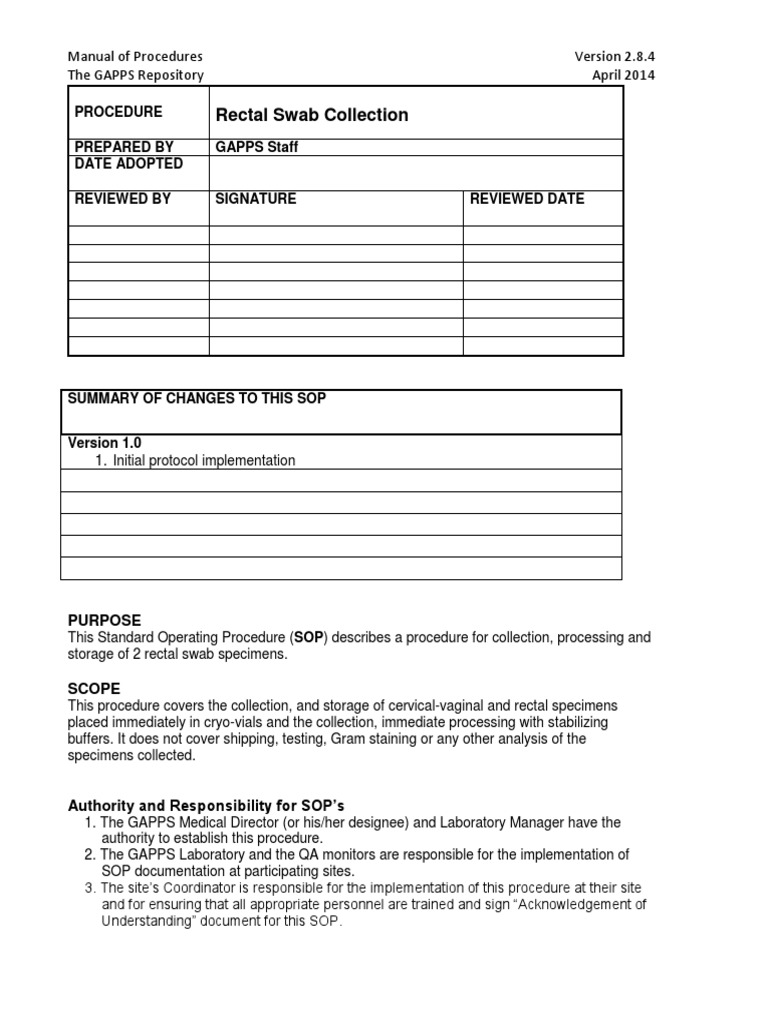 Lab_MOP_v2.8.4_Rectal_swab PDF Laboratories Safety