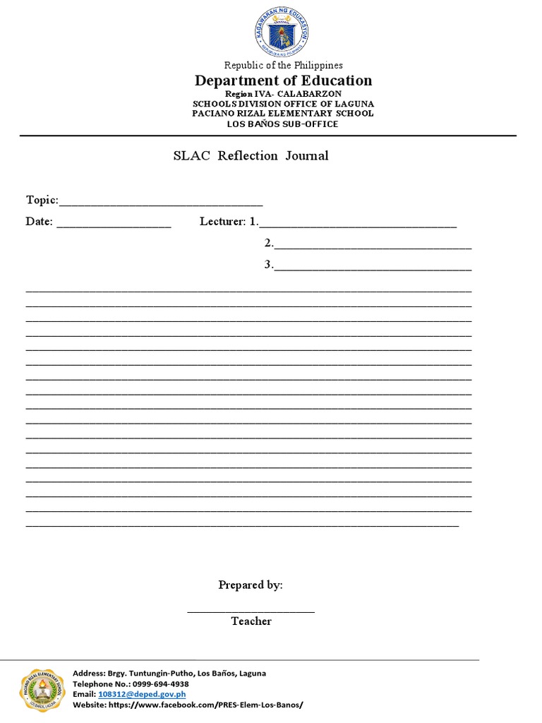 SLAC Reflection Journal Template | PDF