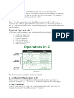 Operators in C