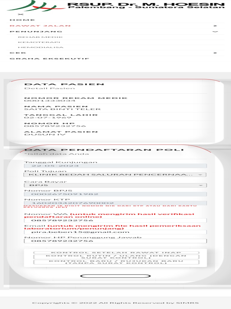 RSMH Daftarinaja | PDF
