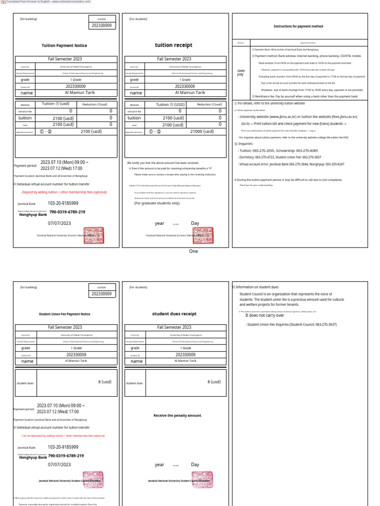 MU - AMT Invoice - en | PDF | Fee | Tuition Payments