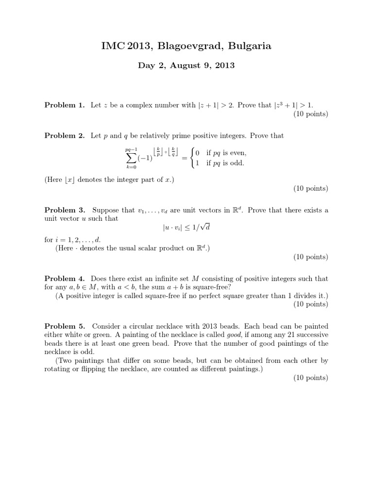 IMC2013 Day2 Questions | PDF
