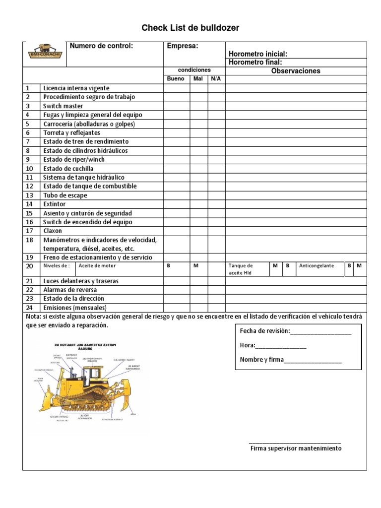 Check List Bulldozer | PDF