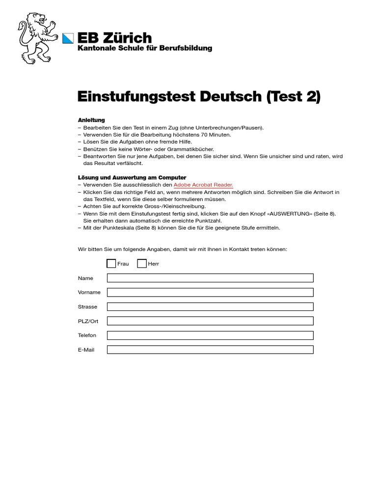 Deutsch Test 2 | PDF