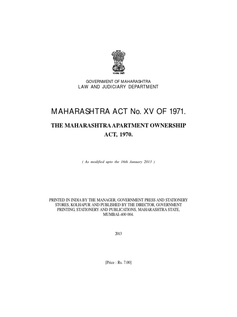 The Maharashtra Apartment Ownership Act, 1970. PDF