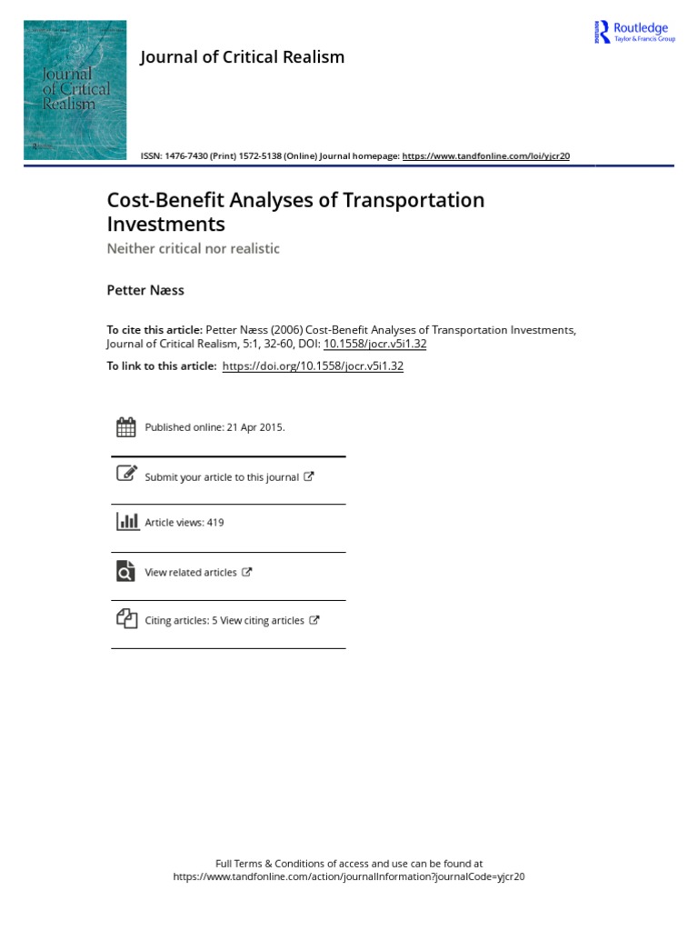 Transportation Investment Analysis Critique | PDF | Cost–Benefit ...