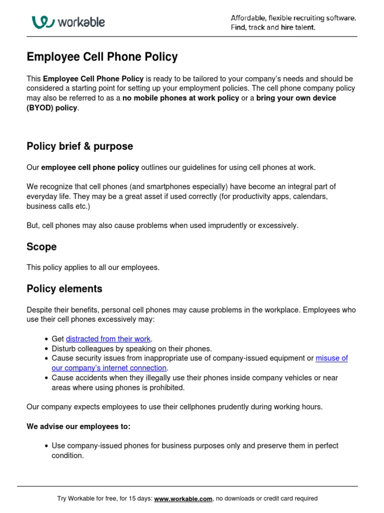 Employee Cell Phone Policy PDF