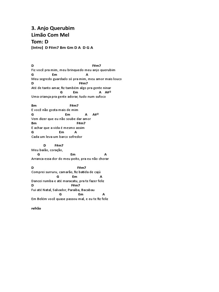 Anjo Querubim Lyrics - Limão Com Mel | PDF, image size:768x1024