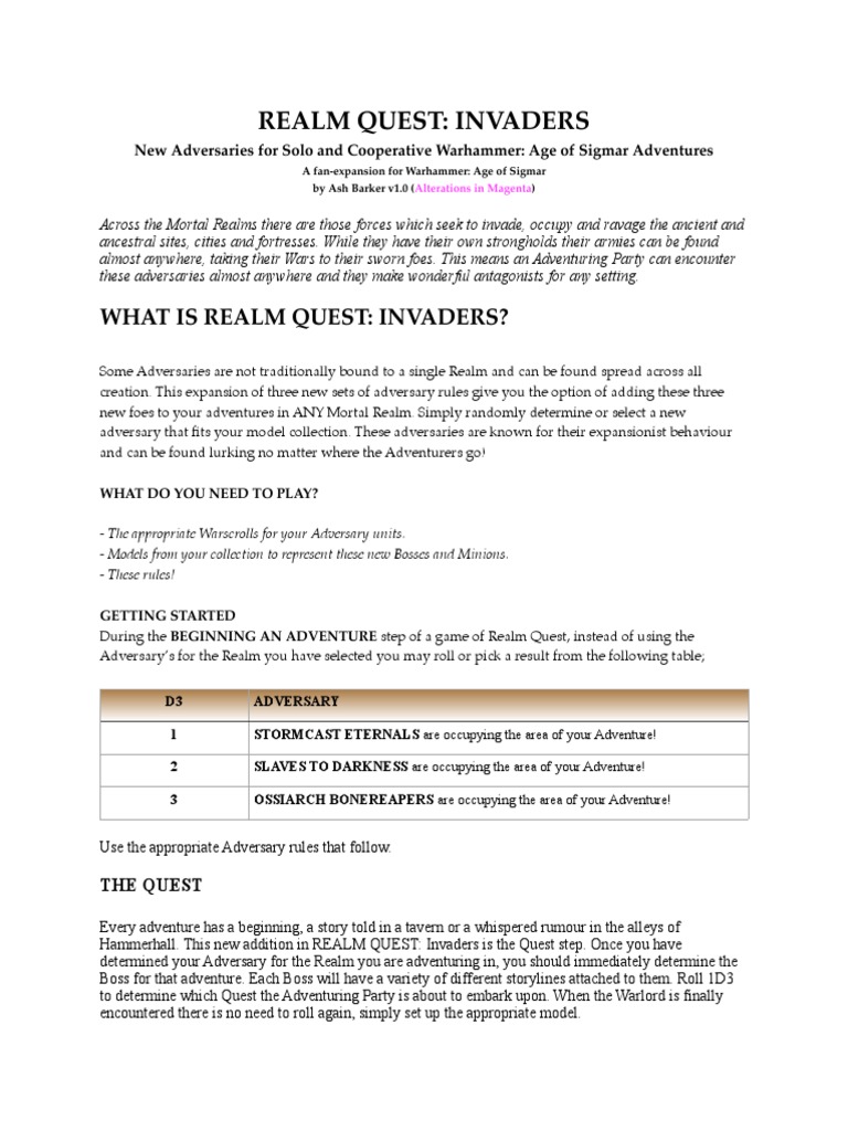 REALM QUEST - Invaders 1.1 | PDF