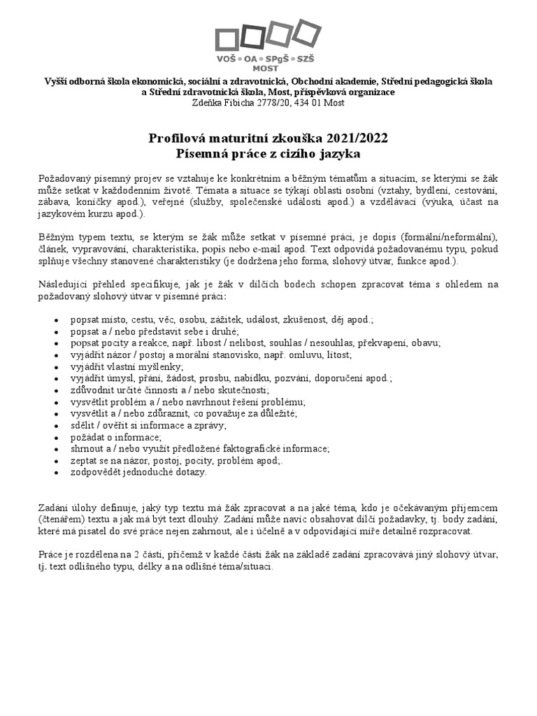 Pisemna Prace CZJ 2022 | PDF