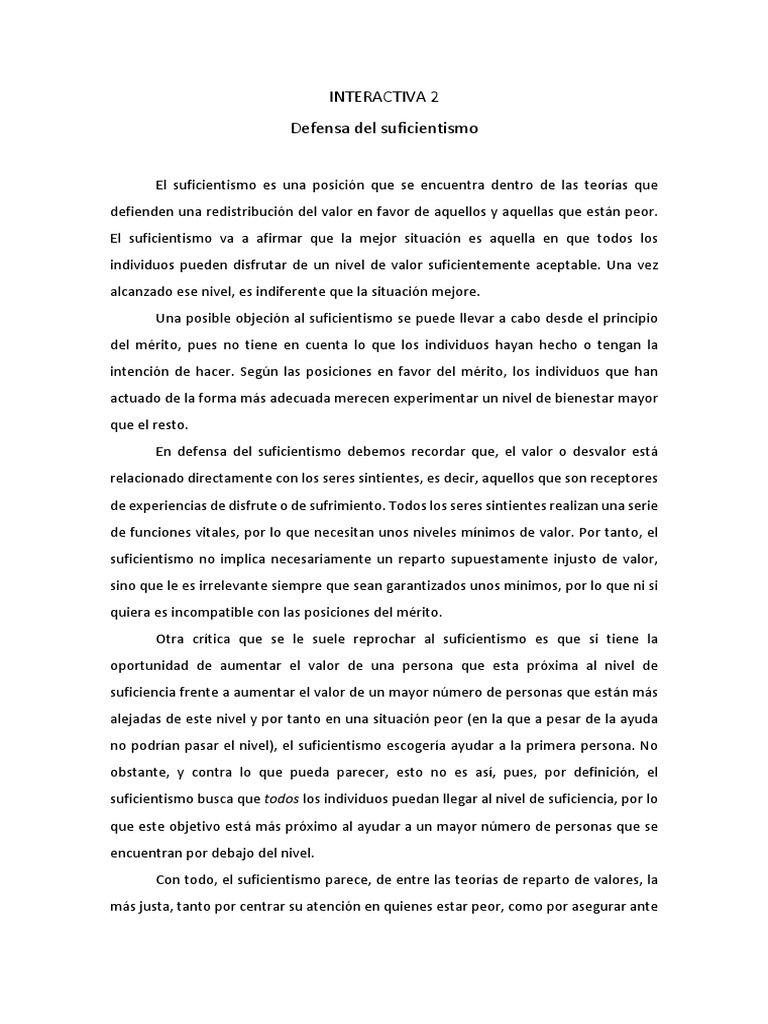 INTERACTIVA 2. Defensa Del Suficientismo PDF