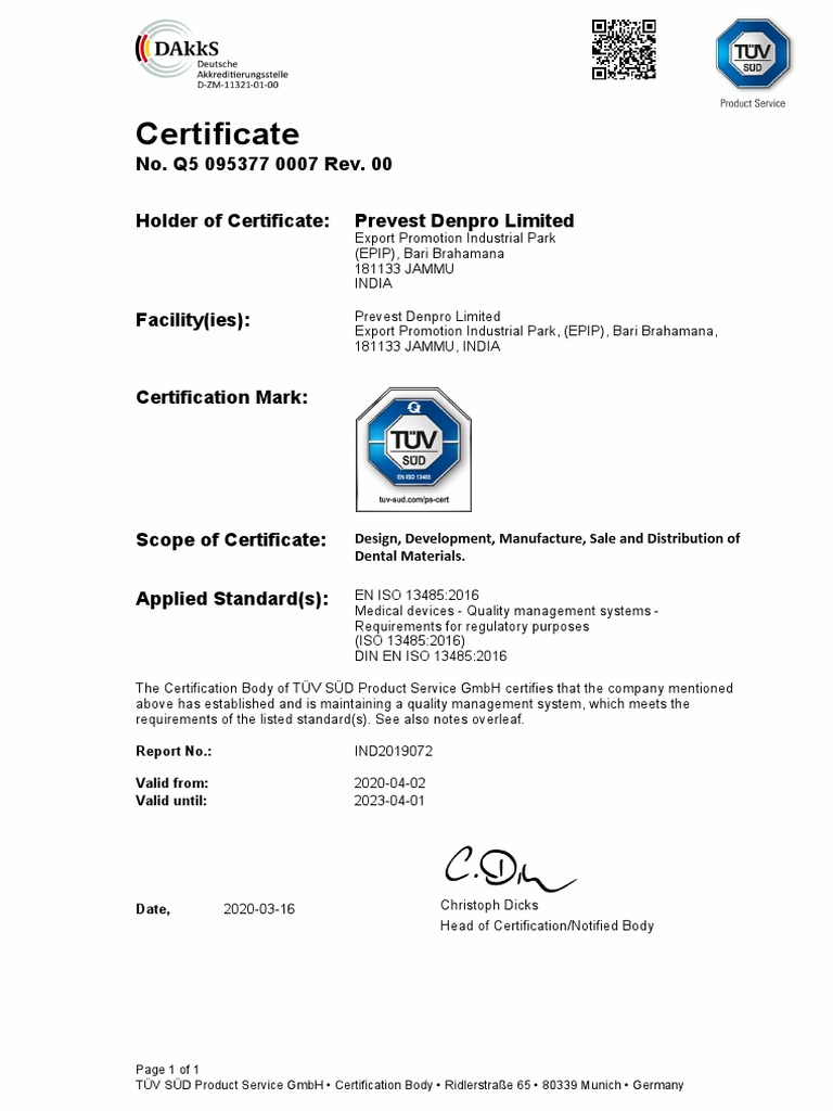 New iso certificate prevest pdf