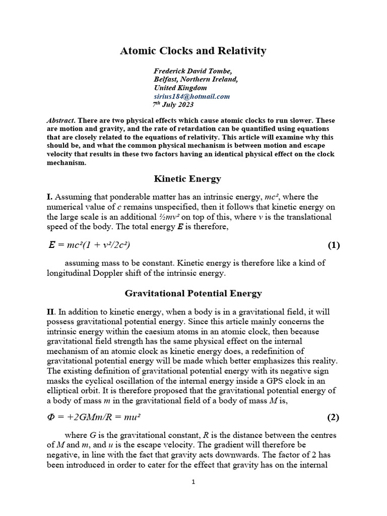 Atomic Clocks and Relativity PDF Special Relativity Orbit