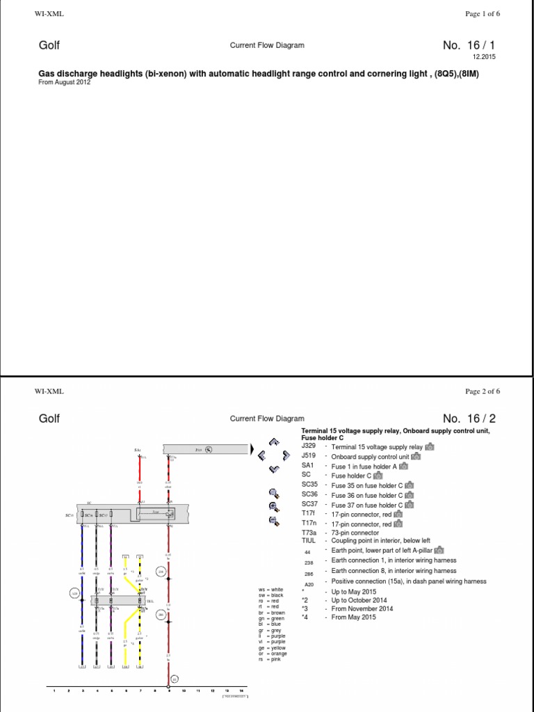 Golf Headlight Wiring Diagram | PDF | Headlamp | Fuse (Electrical)