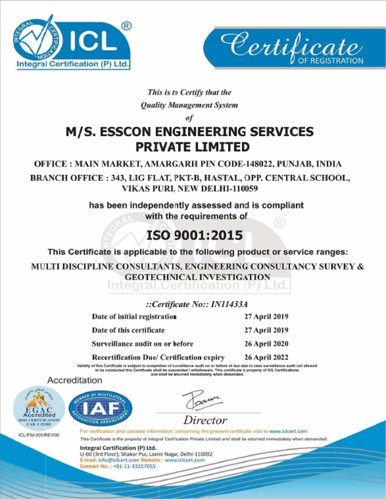 Iso Certificate Esscon P LTD | PDF
