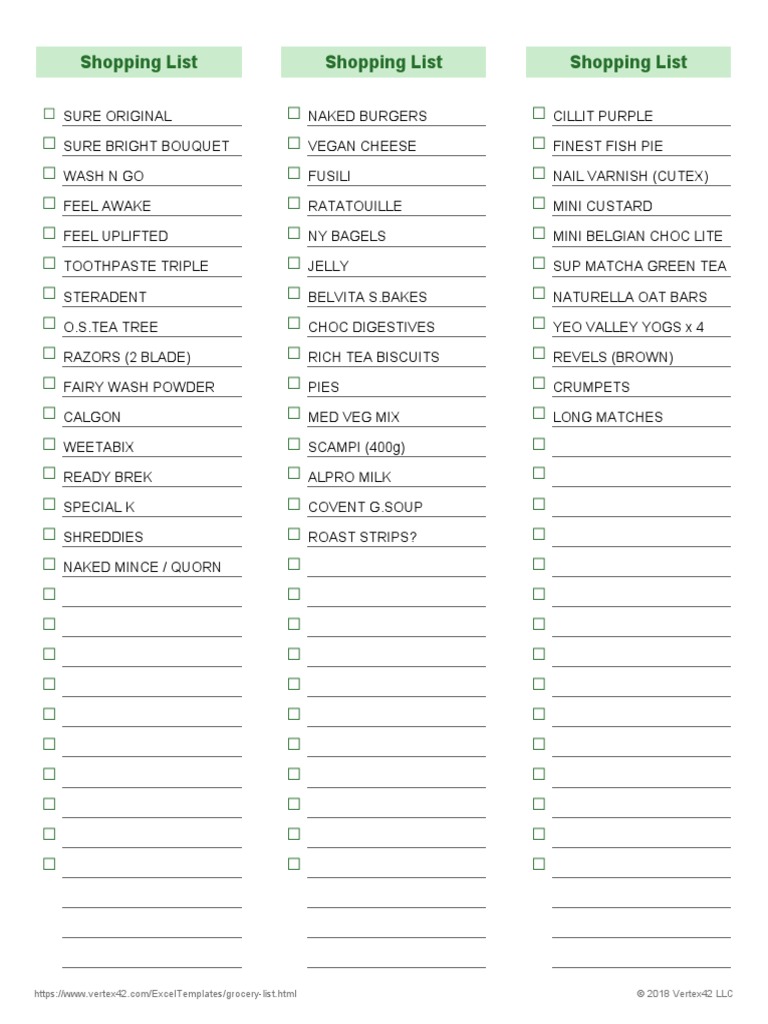 TESCO Shopping List | PDF