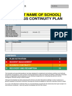 Schools Business Continuity Plan Template