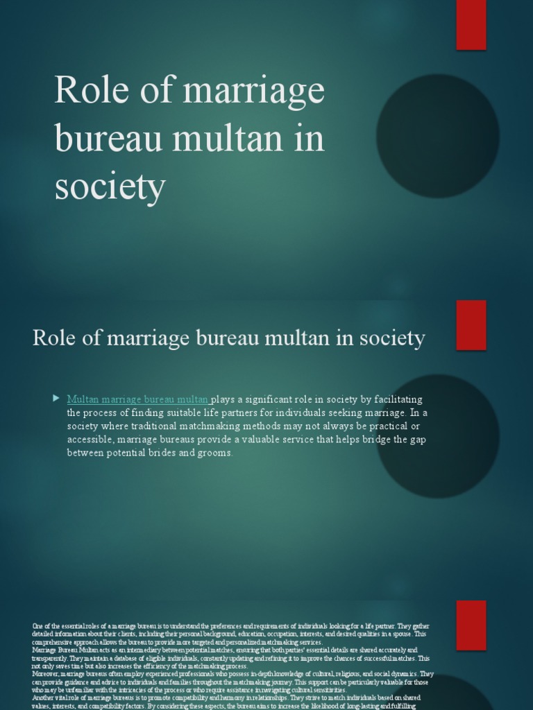 Role of Marriage Bureau Multan in Society | PDF | Marriage | Cross ...