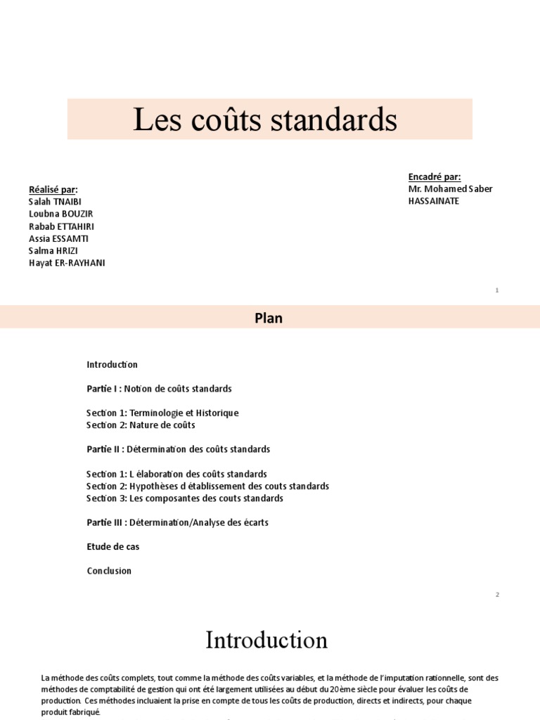 Les coûts standards PDF Coût Comptabilité