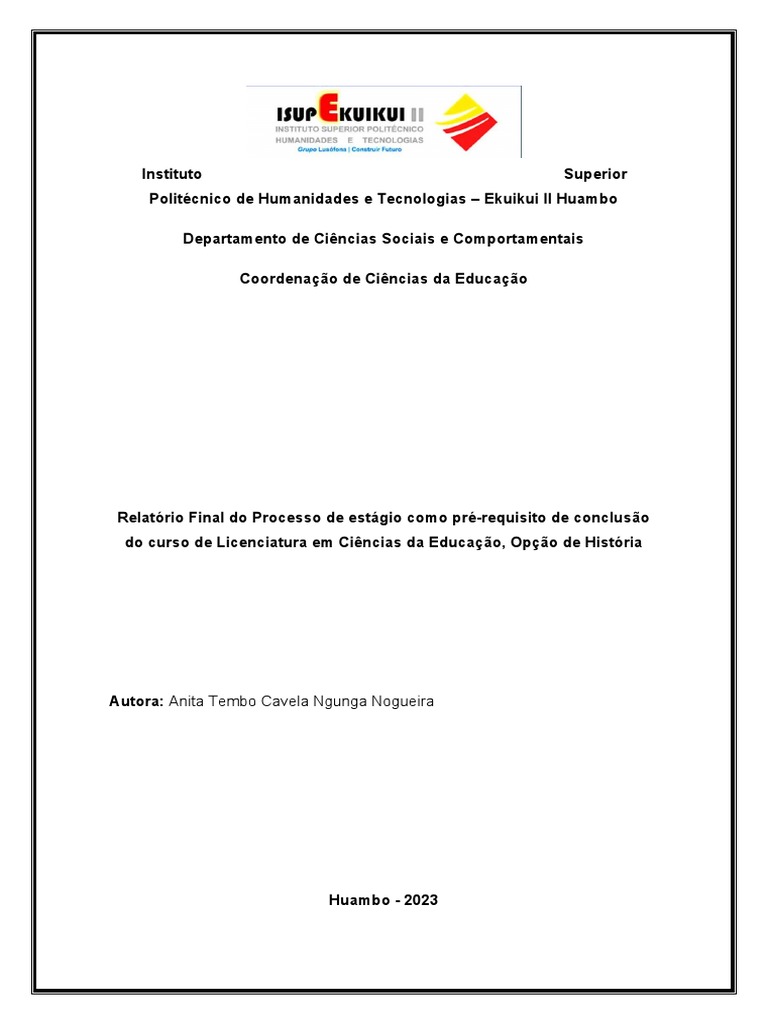 Relatório de Estágio em História ISUPE | PDF | Carreira e Crescimento