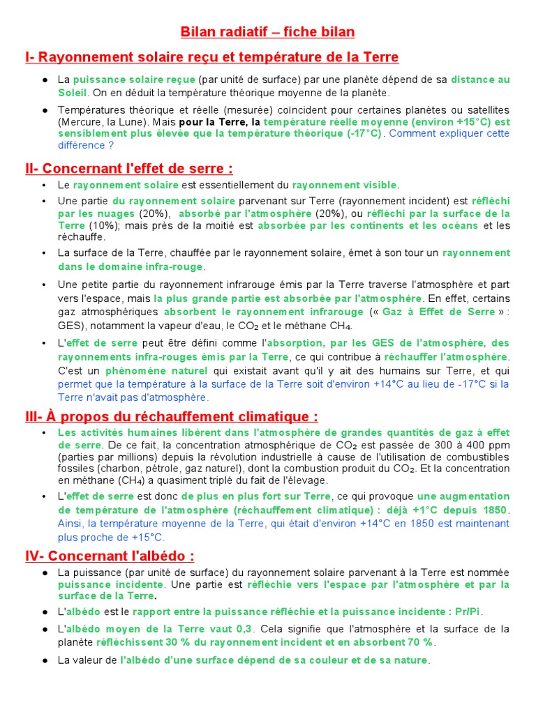 Bilan radiatif terrestre et réchauffement | PDF | Gaz à effet de serre ...