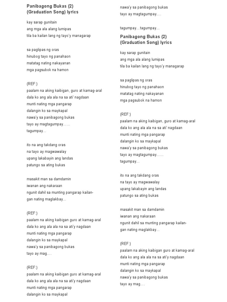 Panibagong Bukas Lyrics Pdf