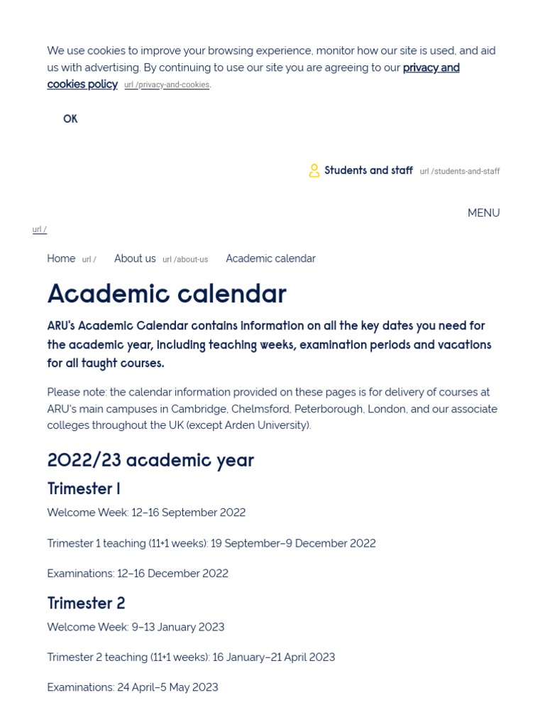 Academic Calendar ARU Download Free PDF Academic Term