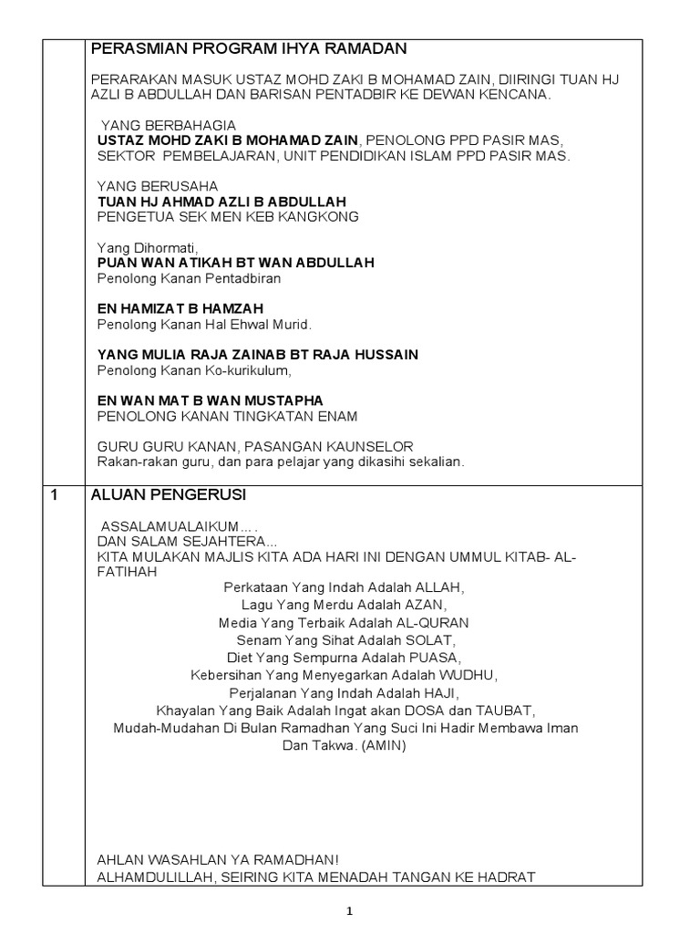 Perasmian Program Ihya Ramadan 2023 | PDF