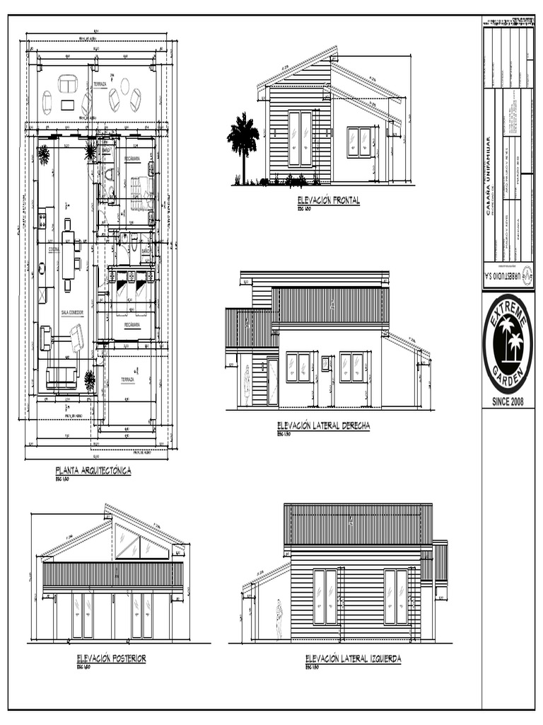 Planos de Cabaña Unifamiliar | PDF