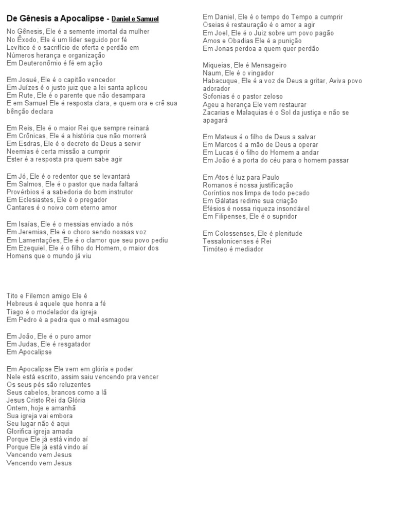 Letra de Gênesis a Apocalipse | PDF