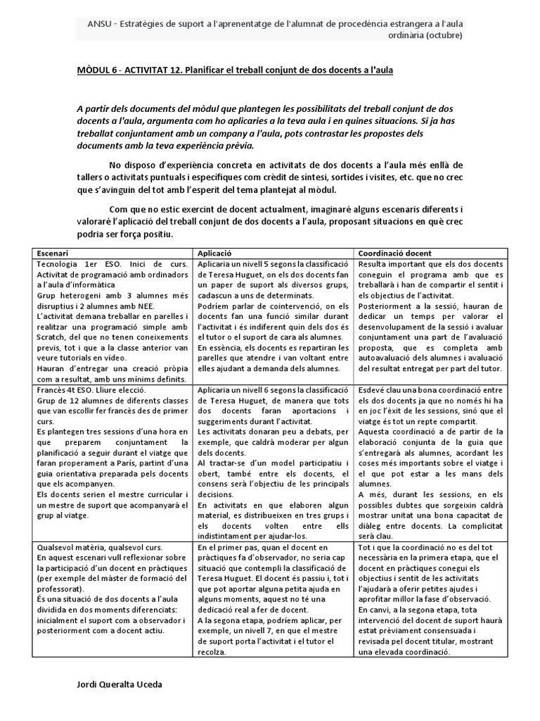 ANSU - Mòdul 6 - Activitat 12 | PDF