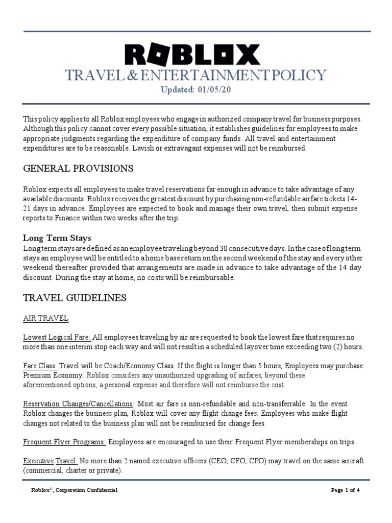 Roblox Travel Entertainment Policy 04 23 19 PDF