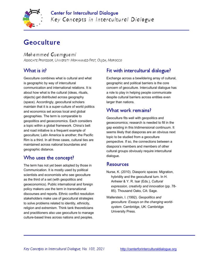 kc103 Geoculture | PDF | Cross Cultural Communication | Geopolitics