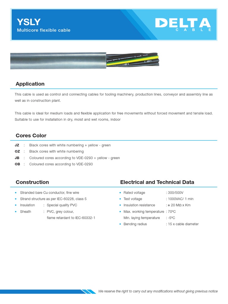 YSLY Multicore Flexible Cable Overview | PDF | Insulator (Electricity ...
