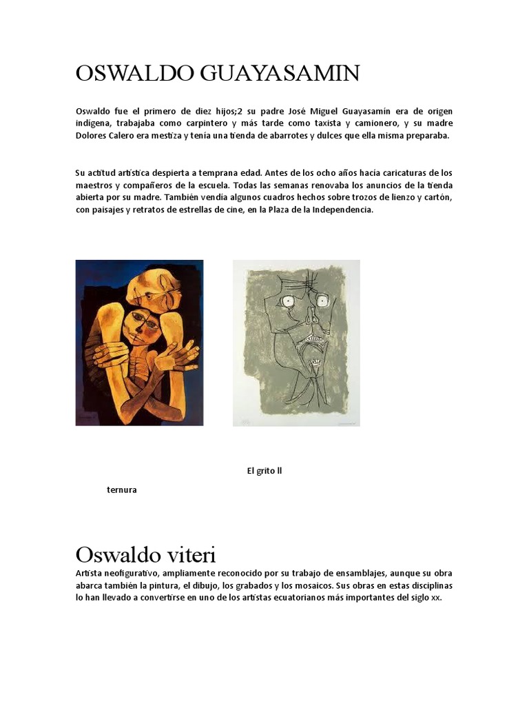 Oswaldo Guayasamin Pdf Estética Pinturas