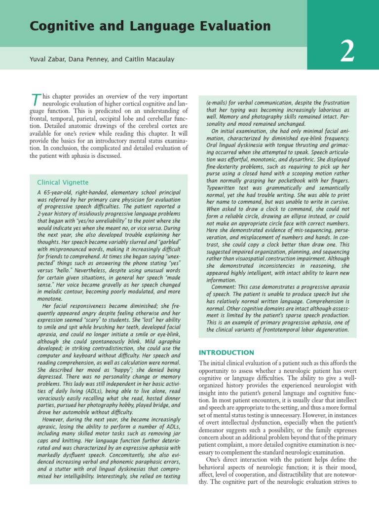 Cap. 2) Cognitive and Language Evaluation PDF