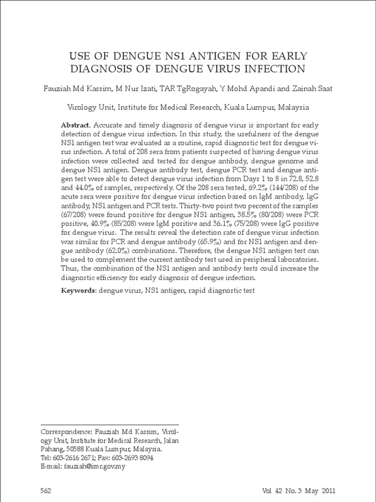 Early Dengue Diagnosis with NS1 Antigen | PDF | Wellness