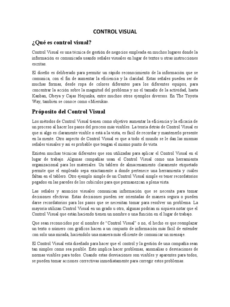 Control Visual: Eficiencia en Gestión Empresarial | PDF | Información ...