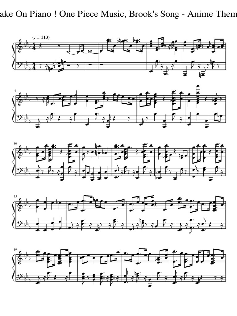 Binks Sake Piano One Piece Music, Brook's Song PDF