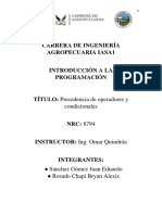 Operadores y Condicionales Trabajo de Investigación