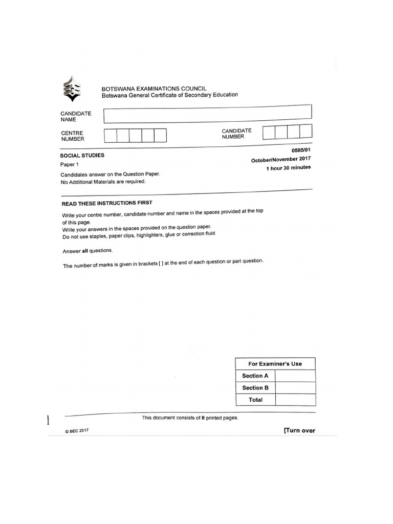 Csec Social Studies Paper 1 2024