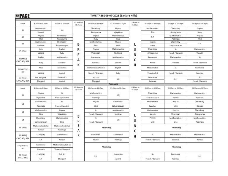 JR &amp; SR Timetable 06-07-2023 | PDF