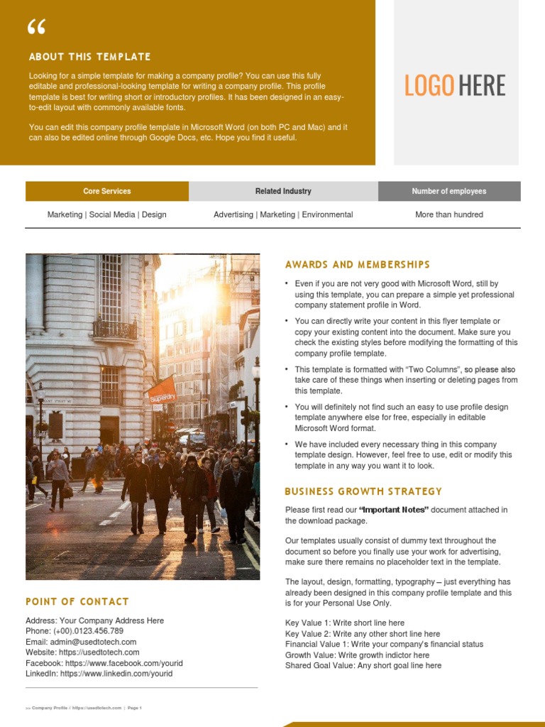 08 Simple Template For Company Profile in Word | PDF | Microsoft Word ...